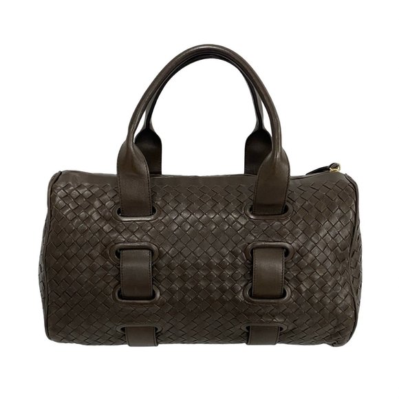 BOTTEGA VENETA Brown Leather Intrecciato Boston Bag - Picture 1 of 9